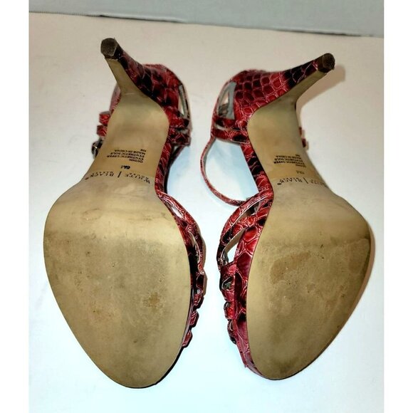 WHBM Faux Snakeskin Quinn Strappy Heel Peep Toe - Size 6M - Picture 10 of 11